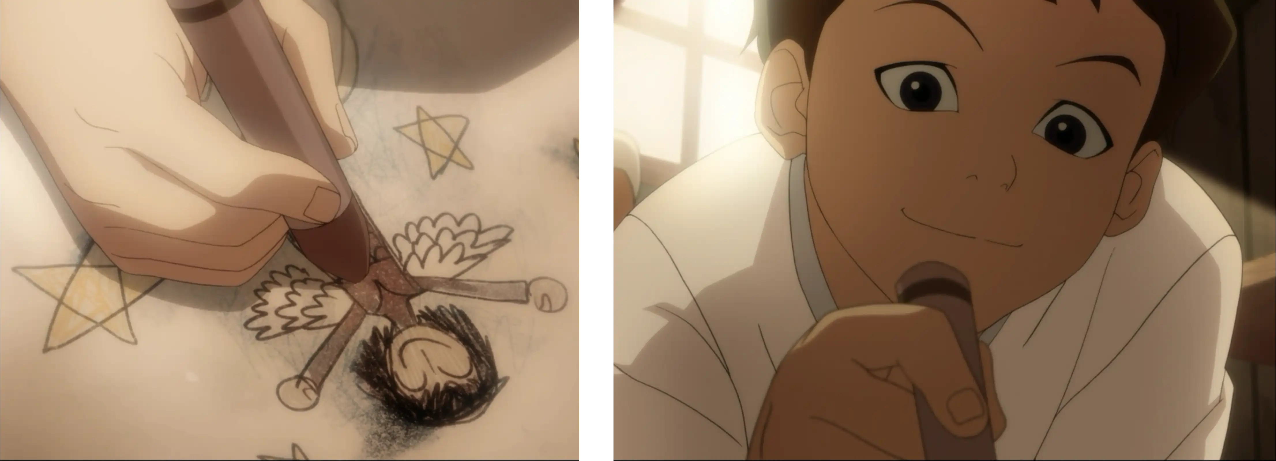 Niño dibujando un ángel