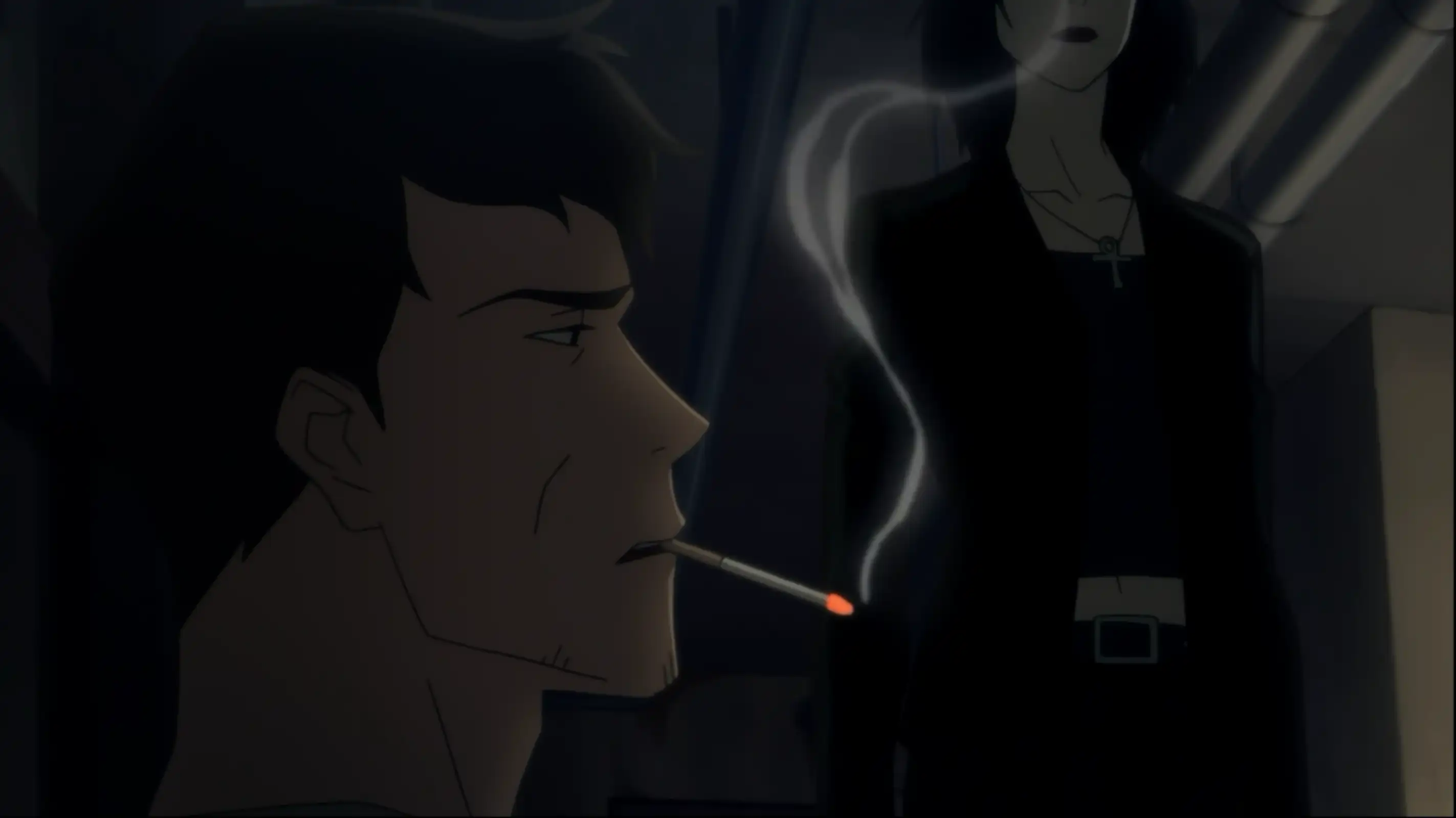 Omata fumando y una chica misteriosa atrás